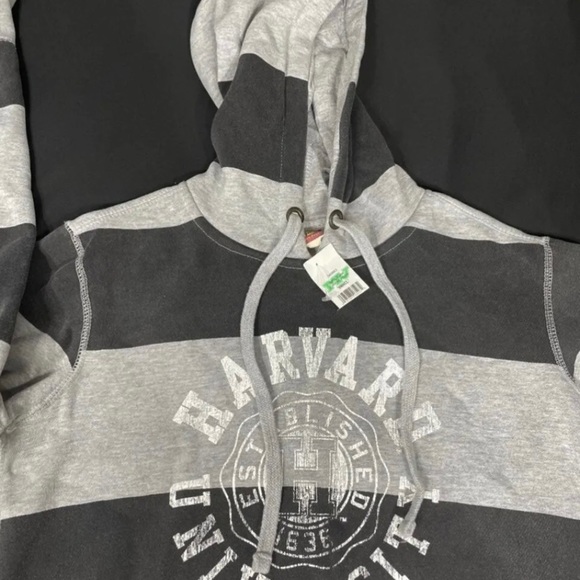 NWT Pro Weave Unisex Harvard University Gray Striped Hoodie Size S - Picture 5 of 9